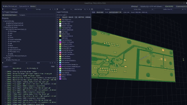 CopperForge in action — 3D gerber viewer and release workflow
